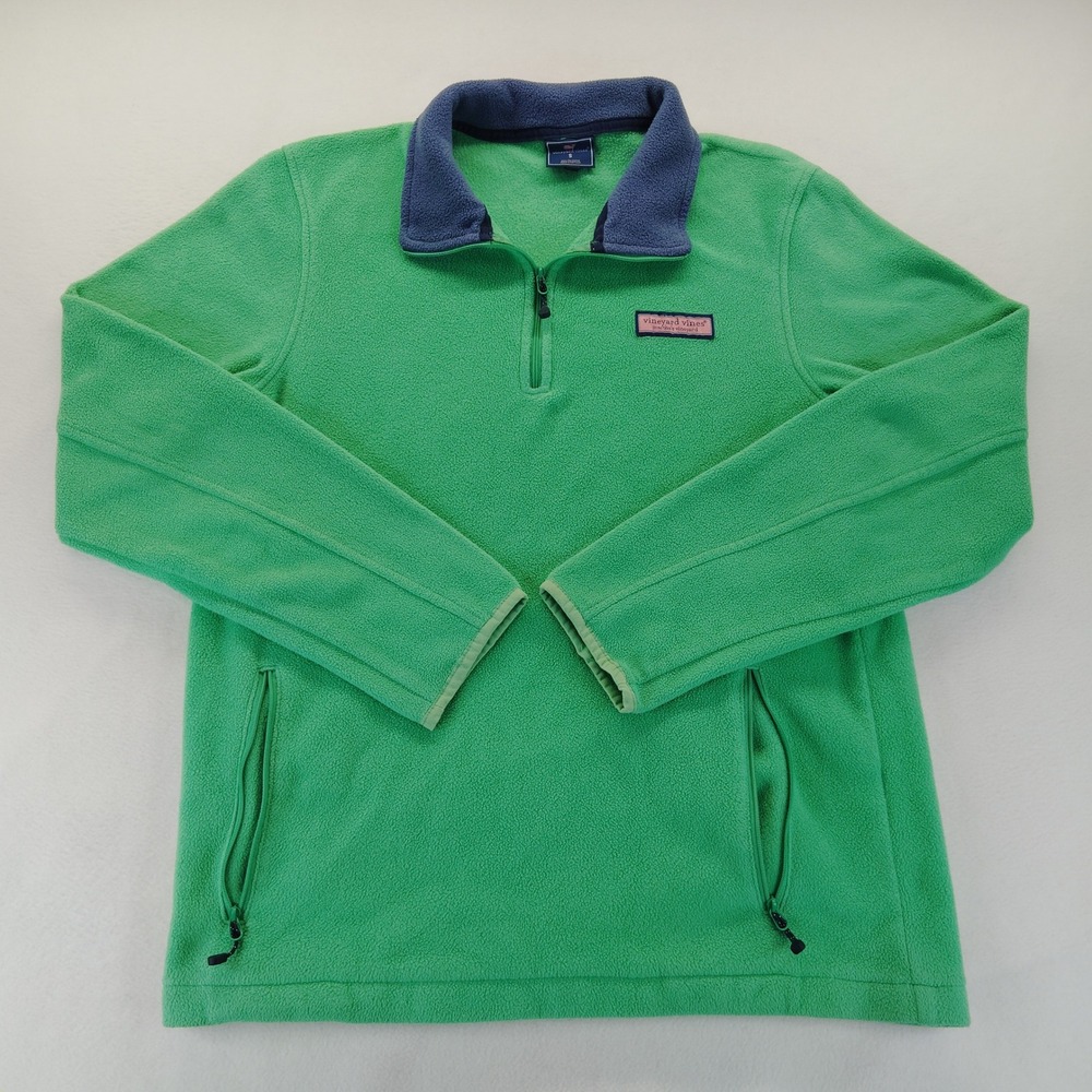 Vineyard Vines Fleece Pullover Mens S Green Excellent Quarter Zip Soft Warm